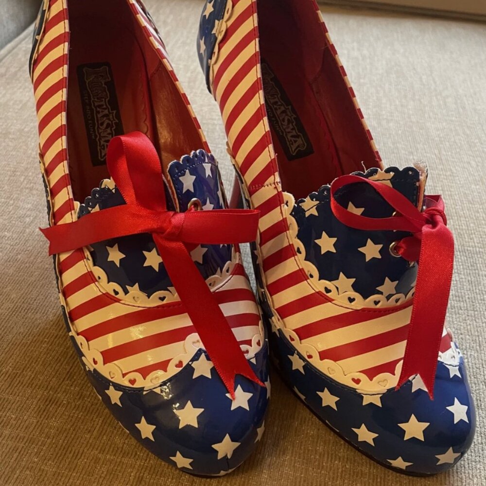 Funtasma Glory-10 - Red, White & Blue Platform Lace-Up Pumps - Women’s Size 10